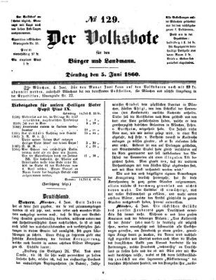 Der Volksbote für den Bürger und Landmann Dienstag 5. Juni 1860