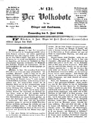 Der Volksbote für den Bürger und Landmann Donnerstag 7. Juni 1860