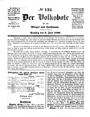 Der Volksbote für den Bürger und Landmann Samstag 9. Juni 1860