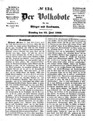 Der Volksbote für den Bürger und Landmann Dienstag 12. Juni 1860