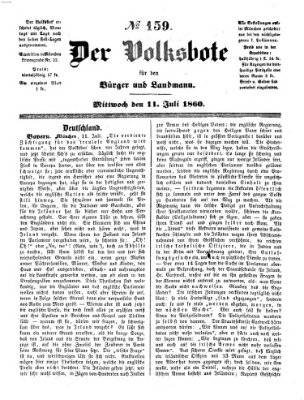 Der Volksbote für den Bürger und Landmann Mittwoch 11. Juli 1860