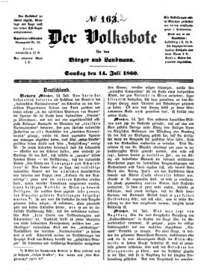 Der Volksbote für den Bürger und Landmann Samstag 14. Juli 1860