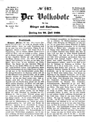 Der Volksbote für den Bürger und Landmann Freitag 20. Juli 1860