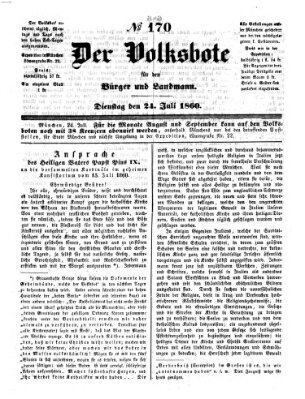 Der Volksbote für den Bürger und Landmann Dienstag 24. Juli 1860