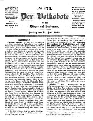 Der Volksbote für den Bürger und Landmann Freitag 27. Juli 1860