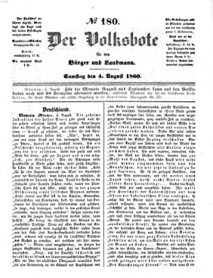 Der Volksbote für den Bürger und Landmann Samstag 4. August 1860