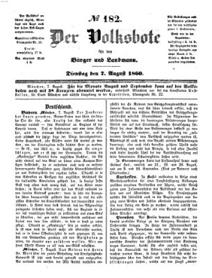 Der Volksbote für den Bürger und Landmann Dienstag 7. August 1860