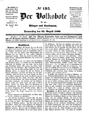 Der Volksbote für den Bürger und Landmann Donnerstag 23. August 1860