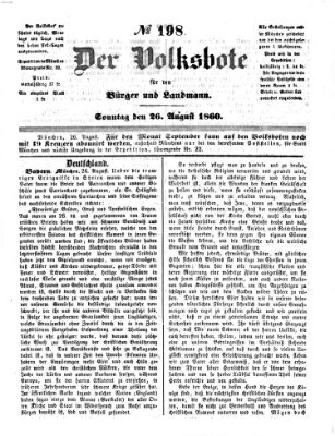 Der Volksbote für den Bürger und Landmann Sonntag 26. August 1860