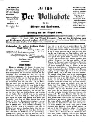 Der Volksbote für den Bürger und Landmann Dienstag 28. August 1860