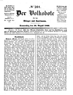 Der Volksbote für den Bürger und Landmann Donnerstag 30. August 1860