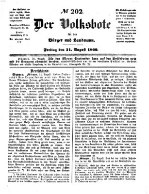 Der Volksbote für den Bürger und Landmann Freitag 31. August 1860