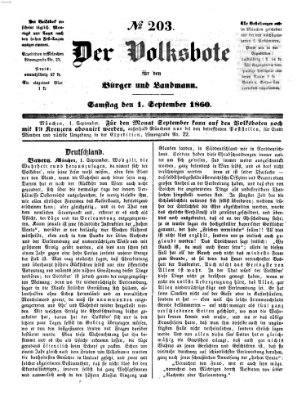 Der Volksbote für den Bürger und Landmann Samstag 1. September 1860