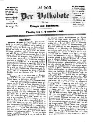 Der Volksbote für den Bürger und Landmann Dienstag 4. September 1860