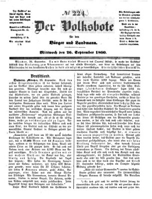 Der Volksbote für den Bürger und Landmann Mittwoch 26. September 1860