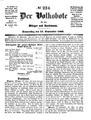 Der Volksbote für den Bürger und Landmann Donnerstag 27. September 1860