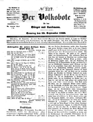 Der Volksbote für den Bürger und Landmann Sonntag 30. September 1860