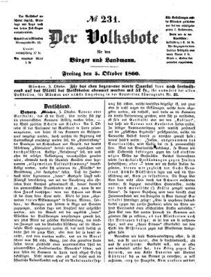 Der Volksbote für den Bürger und Landmann Freitag 5. Oktober 1860