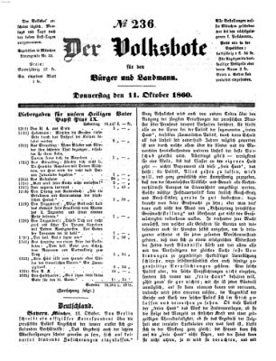 Der Volksbote für den Bürger und Landmann Donnerstag 11. Oktober 1860