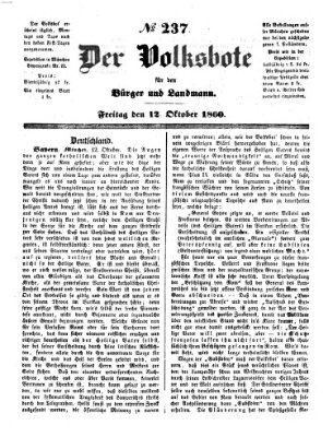 Der Volksbote für den Bürger und Landmann Freitag 12. Oktober 1860