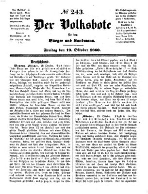 Der Volksbote für den Bürger und Landmann Freitag 19. Oktober 1860