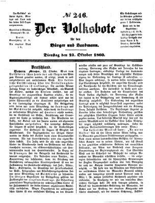 Der Volksbote für den Bürger und Landmann Dienstag 23. Oktober 1860