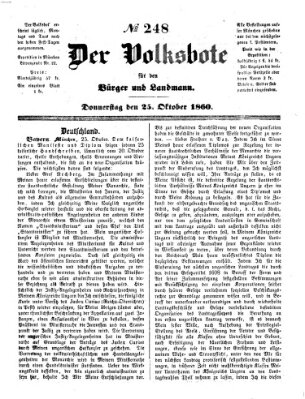 Der Volksbote für den Bürger und Landmann Donnerstag 25. Oktober 1860