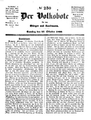 Der Volksbote für den Bürger und Landmann Samstag 27. Oktober 1860