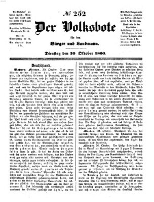 Der Volksbote für den Bürger und Landmann Dienstag 30. Oktober 1860