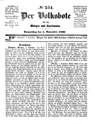 Der Volksbote für den Bürger und Landmann Donnerstag 1. November 1860