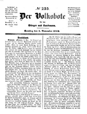 Der Volksbote für den Bürger und Landmann Samstag 3. November 1860