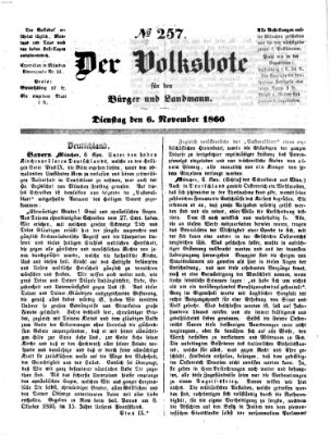 Der Volksbote für den Bürger und Landmann Dienstag 6. November 1860