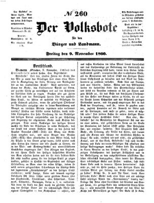 Der Volksbote für den Bürger und Landmann Freitag 9. November 1860