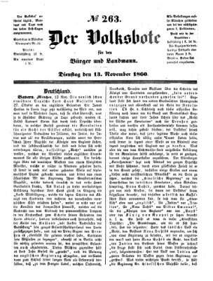 Der Volksbote für den Bürger und Landmann Dienstag 13. November 1860