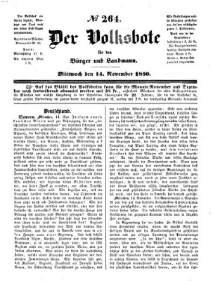 Der Volksbote für den Bürger und Landmann Mittwoch 14. November 1860