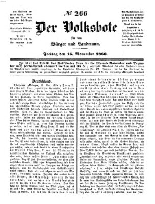 Der Volksbote für den Bürger und Landmann Freitag 16. November 1860