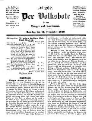 Der Volksbote für den Bürger und Landmann Samstag 17. November 1860