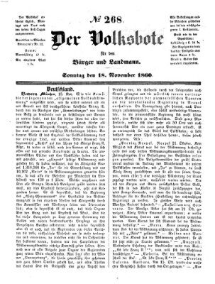 Der Volksbote für den Bürger und Landmann Sonntag 18. November 1860