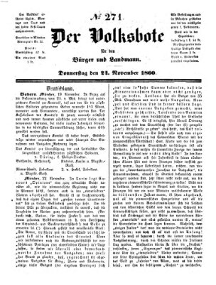 Der Volksbote für den Bürger und Landmann Donnerstag 22. November 1860