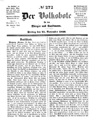 Der Volksbote für den Bürger und Landmann Freitag 23. November 1860