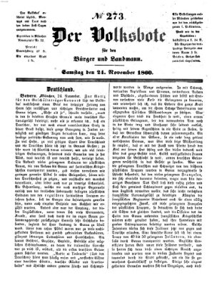 Der Volksbote für den Bürger und Landmann Samstag 24. November 1860