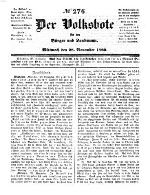 Der Volksbote für den Bürger und Landmann Mittwoch 28. November 1860