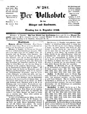 Der Volksbote für den Bürger und Landmann Dienstag 4. Dezember 1860