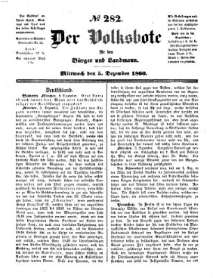 Der Volksbote für den Bürger und Landmann Mittwoch 5. Dezember 1860