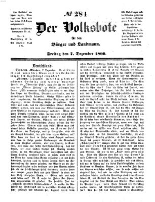 Der Volksbote für den Bürger und Landmann Freitag 7. Dezember 1860