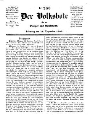 Der Volksbote für den Bürger und Landmann Dienstag 11. Dezember 1860