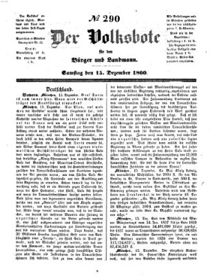 Der Volksbote für den Bürger und Landmann Samstag 15. Dezember 1860