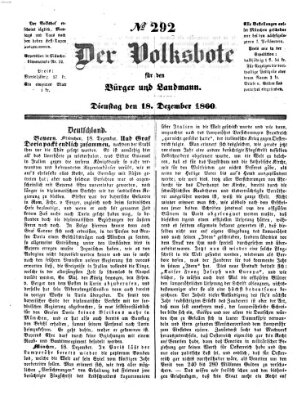 Der Volksbote für den Bürger und Landmann Dienstag 18. Dezember 1860