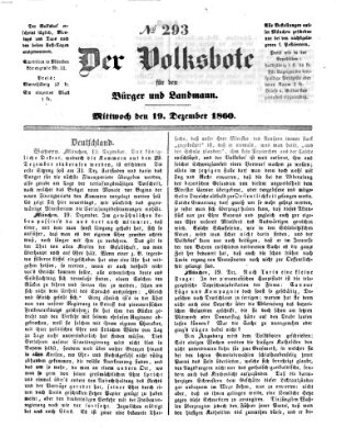 Der Volksbote für den Bürger und Landmann Mittwoch 19. Dezember 1860