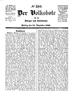 Der Volksbote für den Bürger und Landmann Freitag 21. Dezember 1860